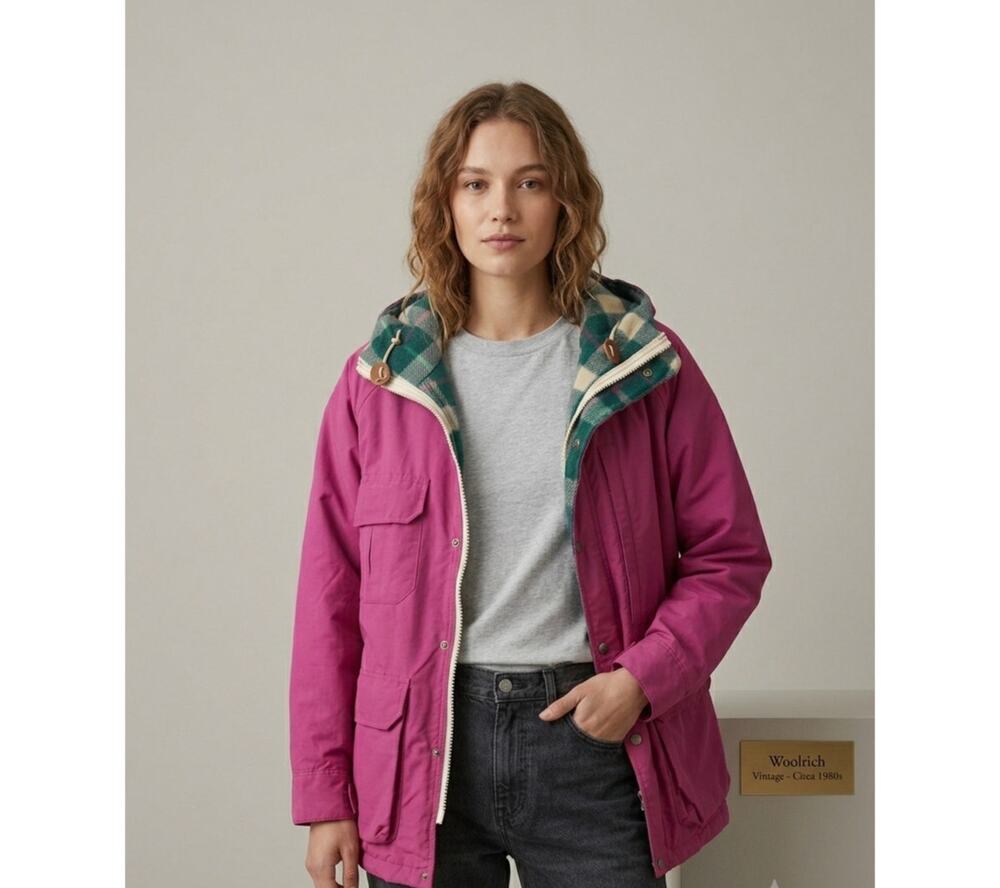 Vintage Woolrich Pink Wool Flannel Lined Jacket Cozy Cottagecore Outerwear